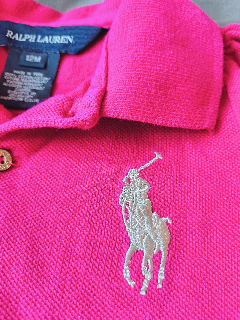 Ralph Lauren Hot Pink Polo with Cream Pony Embroidery